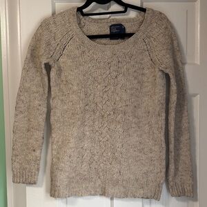 American Eagle Outfitters Women's Beige Cable Knit Sweater